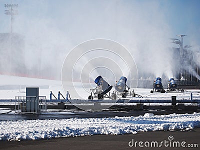 Artificial snow machine Stock Photo