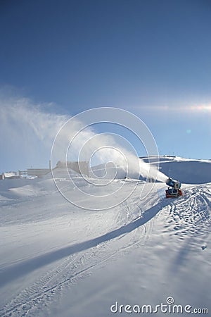 Artificial snow machine Stock Photo