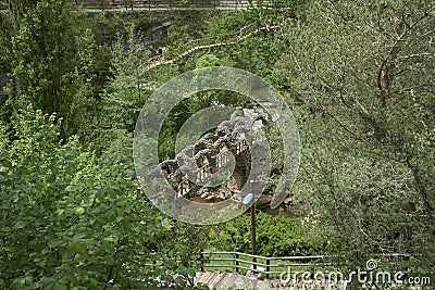 The Artigas Gardens Antoni GaudÃ­ bridge Stock Photo