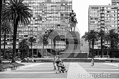 The Artigas Mausoleum and plaza Independencia, Uruguay. Editorial Stock Photo