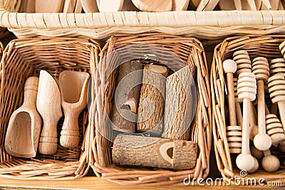 Artigianal wood objects Stock Photo