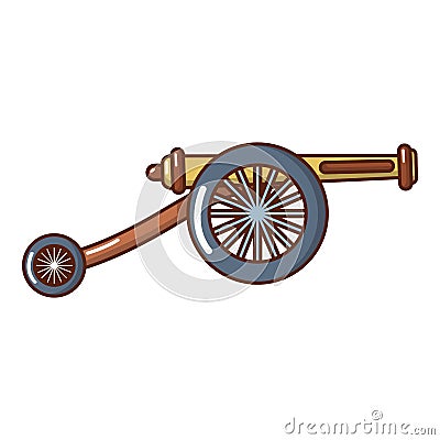 Artillery cannon icon, cartoon style. Vector Illustration