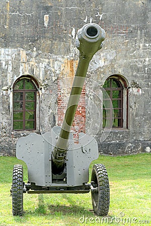 Artillery gun from the World War II age Stock Photo