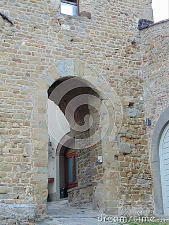 Artimino, Tuscany, Italy, turreted door-Porta turrita,wall, arch. Editorial Stock Photo