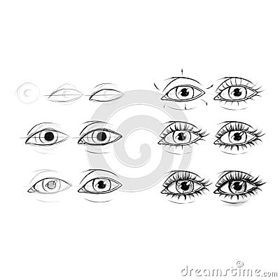 ARTIONE Academic drawing. How to draw an eye in pencil style Stock Photo