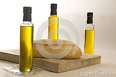Artisan bread on cutting board. Stock Photo