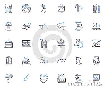 Artisan endeavor line icons collection. raft, Handmade, Unique, Skillful, Creative, Artistic, Talented vector and linear Vector Illustration