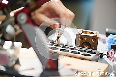 Artisan Forming Glass Beads Stock Photo