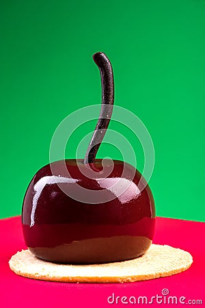 Artisan Monoportion Patisserie Dessert Cake on Colorful Background Stock Photo