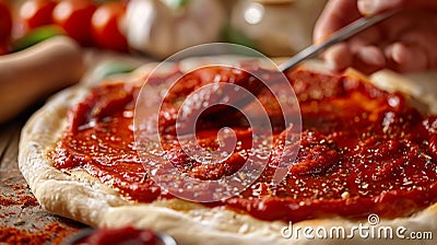 Artisan Pizza Dough and Sauce Base Stock Photo