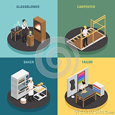 Artisan Professions 2x2 Design Concept Vector Illustration