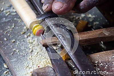 Artisan at Work in Madhu Vana Stock Photo