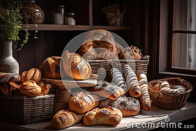 artisanal bakery with freshly baked breads and pastries Stock Photo