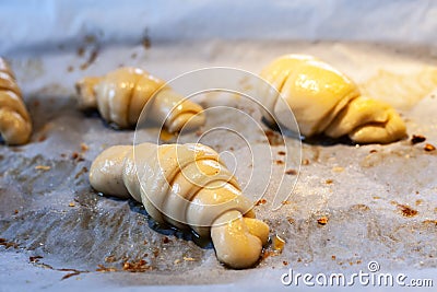 Artisanal croissants made with organic products, baked in the home kitchen Stock Photo