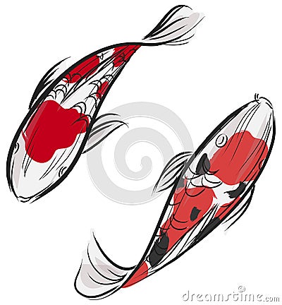 Artisic painting of Japanese Carp fish (Koi) Vector Illustration