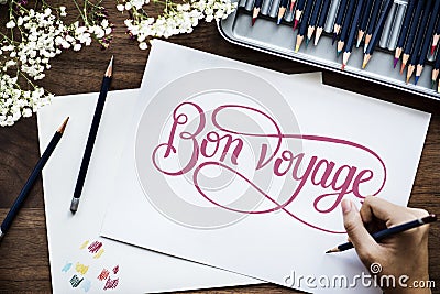 An artist creating hand lettering artwork Stock Photo