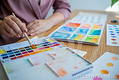 Artist Creative Designer drawing with artistic tool Stock Photo