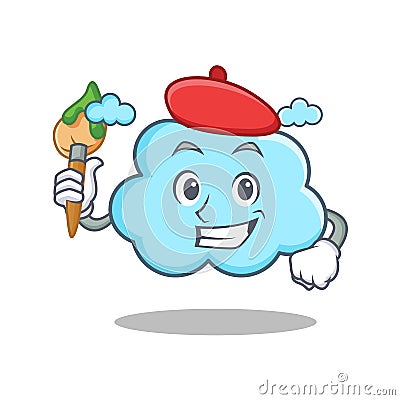 Artist cute cloud character cartoon Vector Illustration