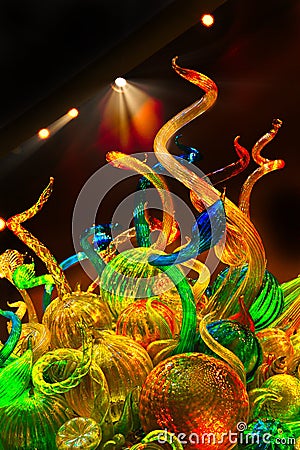 Artist Dale Chihuly glass display - exhibit at The Colorado Springs Fine Arts Center Editorial Stock Photo