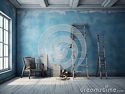 artist design artistic workspace art workshop creative paint craft tool. Generative AI. Stock Photo