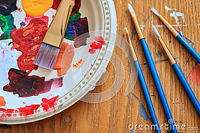 Artist Paint Brushes Stock Photo