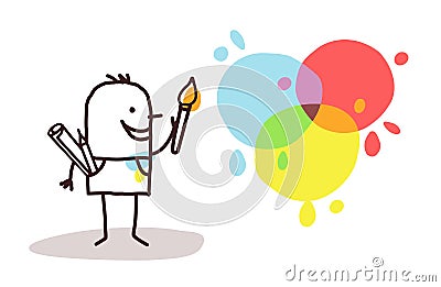 Artist painter and colors Vector Illustration