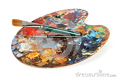 Artist Palette With paintbrushes Stock Photo
