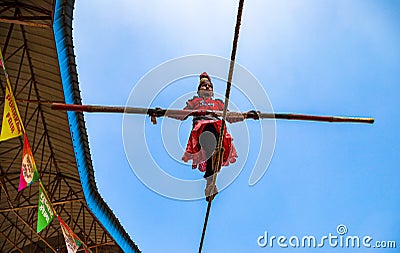 An artist performs at pushkar camel festival Editorial Stock Photo