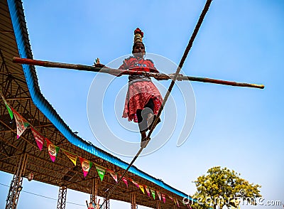 An artist performs at pushkar camel festival Editorial Stock Photo