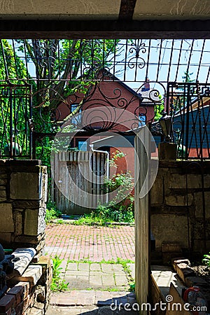 Artist`s home and studio from 1930`s Buffalo NY with eclectic architectural decor Stock Photo
