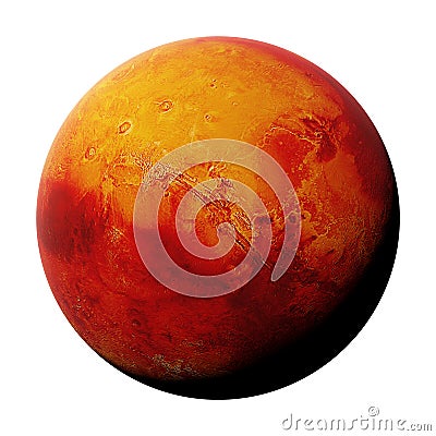 The red planet Mars isolated on white background, part of the solar system 3d space render, elements of this image are furnished Stock Photo