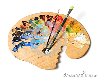Artist's Palette and Brushes Stock Photo