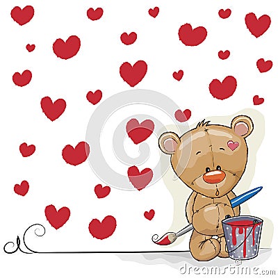 Artist Teddy Bear Vector Illustration