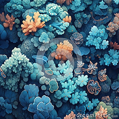 Artistic abstract colorful unique coral reef ecosystem underwater, natural and colorful Stock Photo