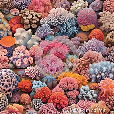 Artistic abstract colorful unique coral reef ecosystem underwater, natural and colorful Stock Photo