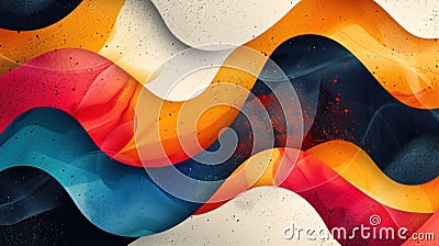 Artistic abstract featuring waves of vibrant colors with a splattered texture effect, creating a sense of movement and rhythm Stock Photo