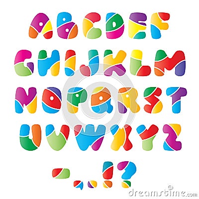 Artistic alphabet font with stripes Vector Illustration