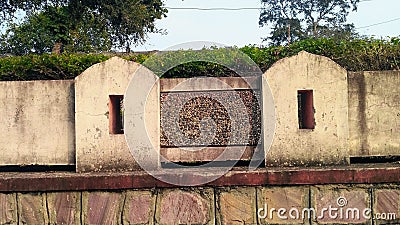 Artistic ancient boundary wall in jhalrapatan Stock Photo