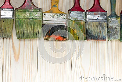 Artistic, artist, art. Used artist paintbrushes Stock Photo