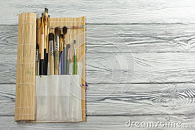 Artistic, artist, art. Used artist paintbrushes Stock Photo