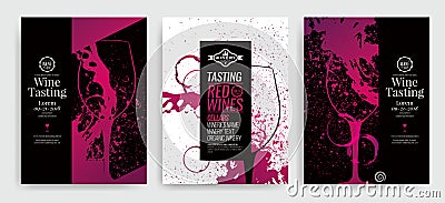 Artistic background for wine event. Idea for painting and wine event promotion, wine tasting. Illustration of wine glass and Vector Illustration