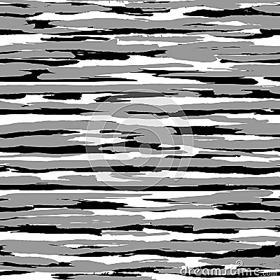 Artistic brush stripes seamless pattern. Hand drawn black and gray ink stripe Cartoon Illustration