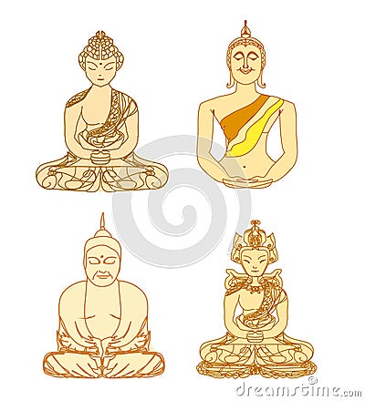 Artistic Buddhism Pattern set Vector Illustration