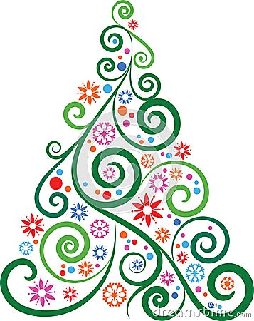 Artistic Christmas tree Vector Illustration