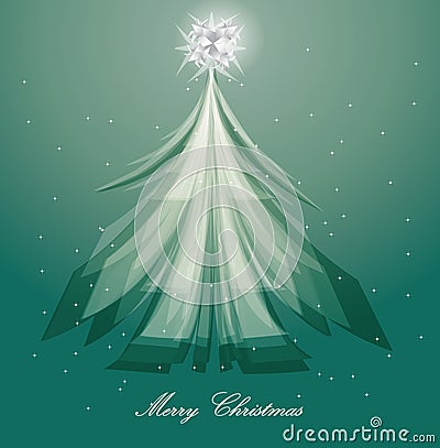 Artistic christmas tree design on blue background Vector Illustration