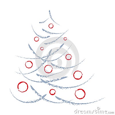 Artistic Christmas tree and red balls Stock Photo