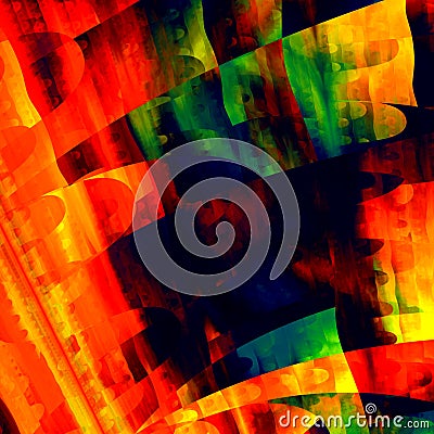 Artistic Colorful Art. Creative Brushstrokes Texture. Modern Abstract Background. Red Green Yellow Orange Blue Color. Design. Stock Photo