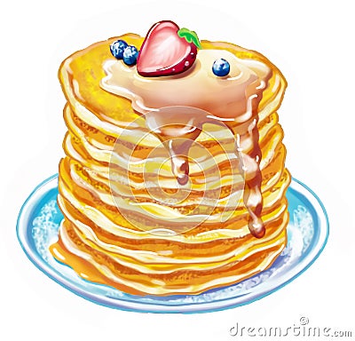 Artistic colorful drawing of a tasty pancakes Stock Photo