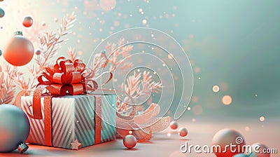 Artistic composition with a beautifully designed gift. Stock Photo