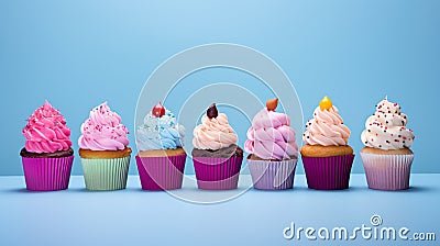 A group of cupcakes in a visually pleasing arrangement Stock Photo